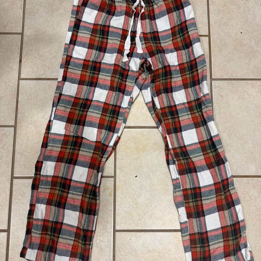 J.Crew women’s red plaid pants with drawstring waist, Size S #flannel #plaid